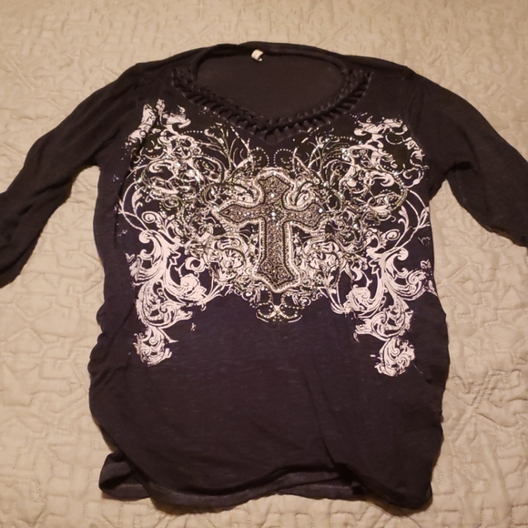 3/4 sleeve embellished top - Picture 1 of 1